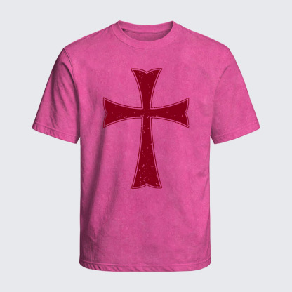 Washed T-Shirt - Knights Templar Crusader Cross