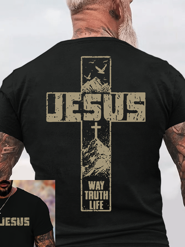 Man Of God Husband Dad Jesus God Christian Cotton T-Shirt