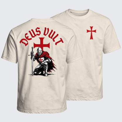 Washed T-Shirt - Templar Knight Crusader Deus Vult