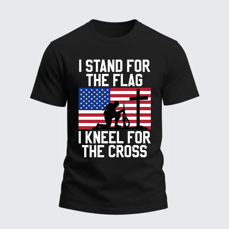 Heavyweight Cotton Tee - I Stand For The Flag And Kneel For The Cross