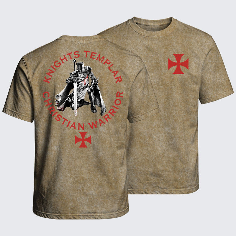 Washed T-Shirt - Knights Templar Templar Cross Crusader Knight