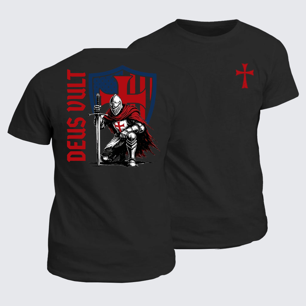 Classic Cotton Tee -  Templar Knight Crusader Deus Vult