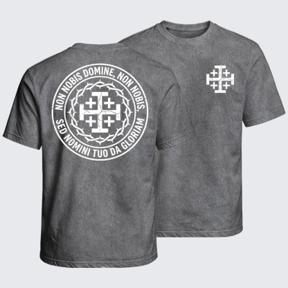 Washed T-Shirt - Non Nobis Domine, Non Nobis, Sed Nomini Tuo Da Gloriam