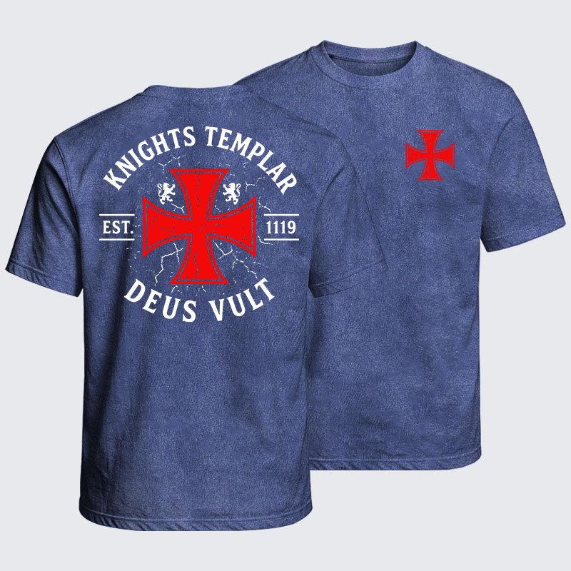 Washed T-Shirt - Knights Templar Deus Vult