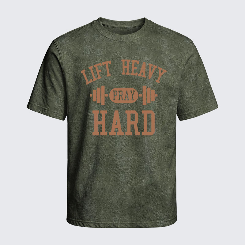 Washed T-Shirt - Lift Heavy Pray Hard