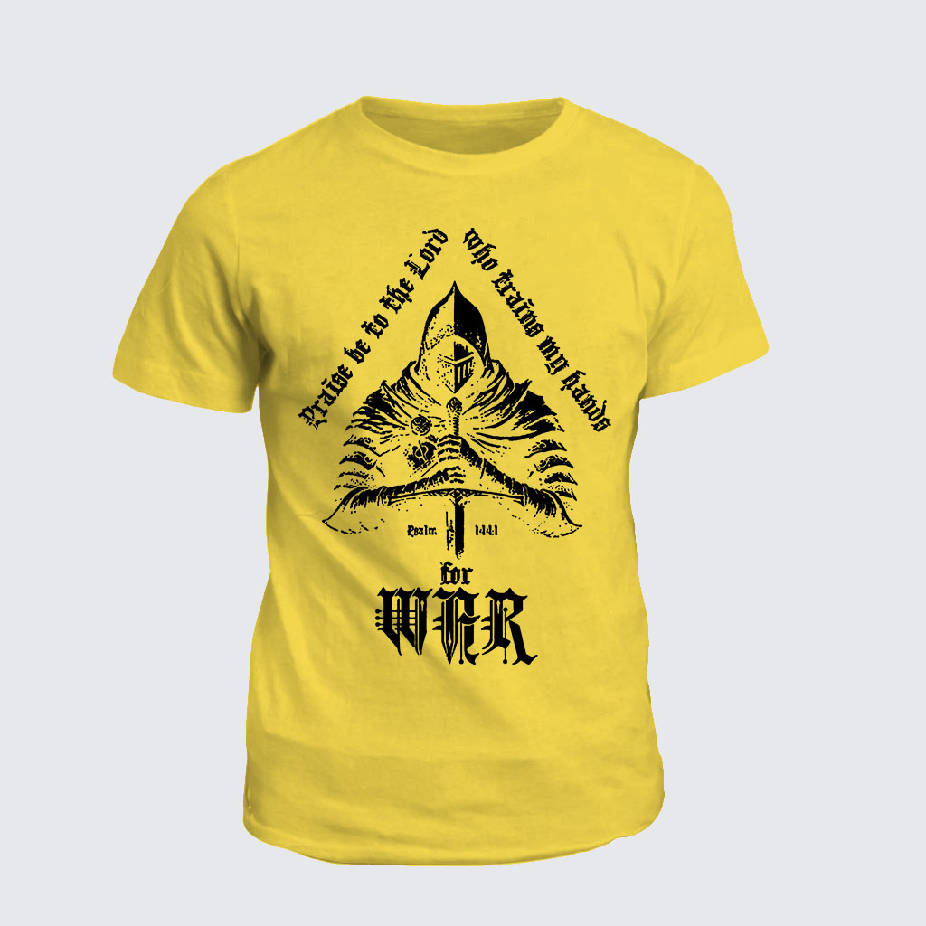Praise Be to The Lord Who Train My Hands for War Psalm 144 : 1 Jesus God Christian Cotton T-Shirt