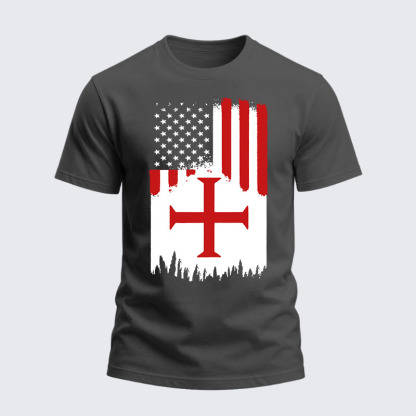 Heavyweight Cotton Tee - Crusader Flag