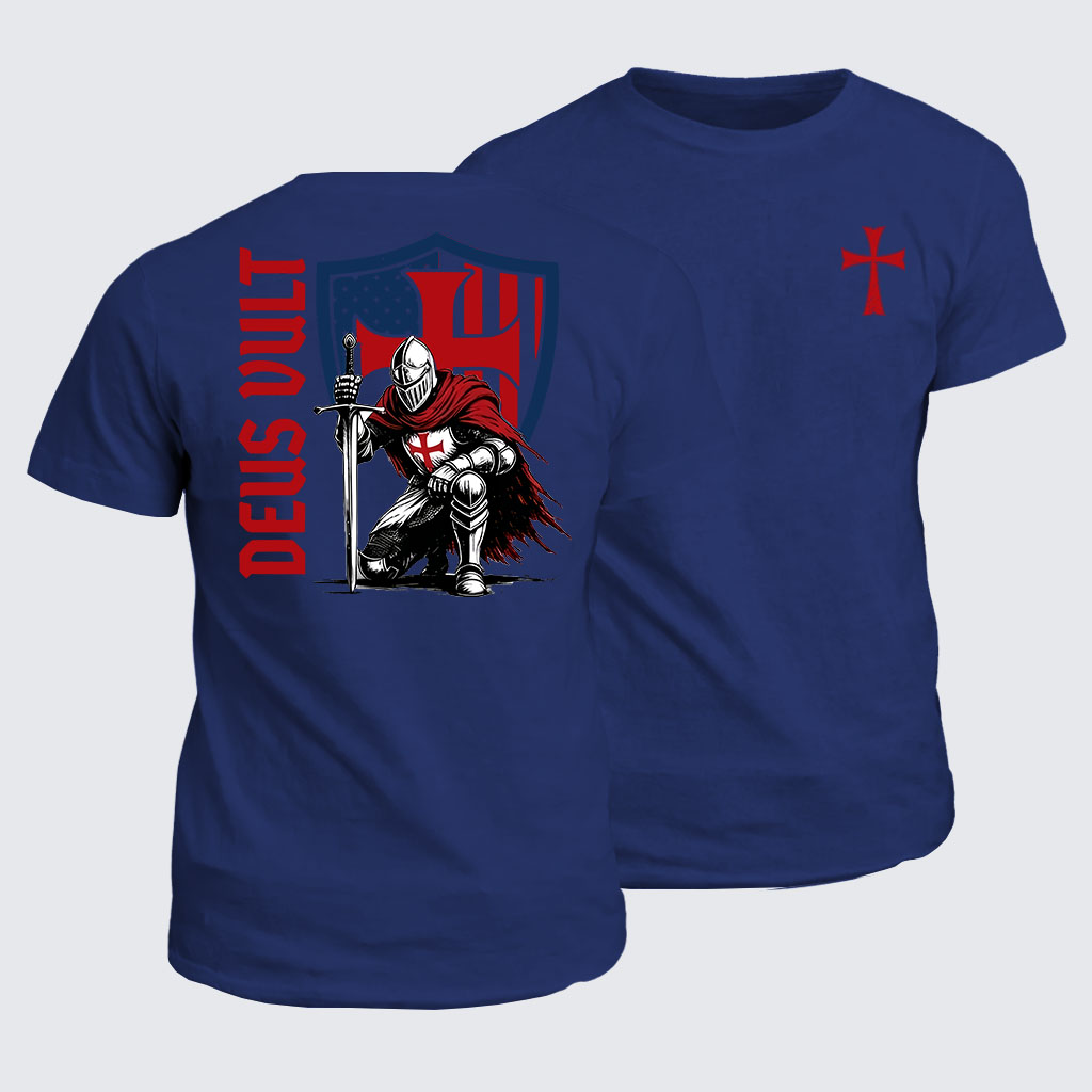 Classic Cotton Tee -  Templar Knight Crusader Deus Vult