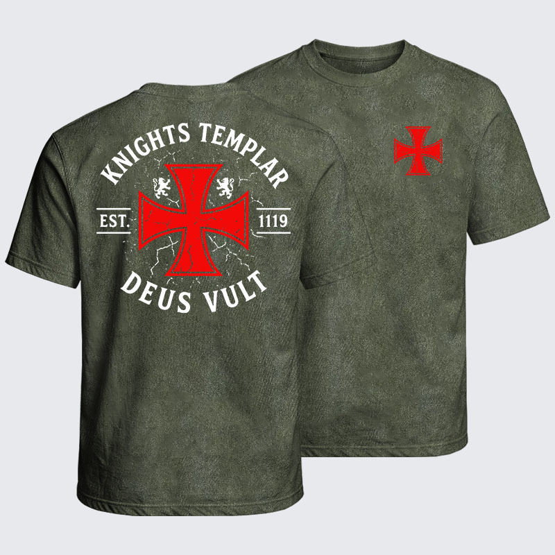 Washed T-Shirt - Knights Templar Deus Vult
