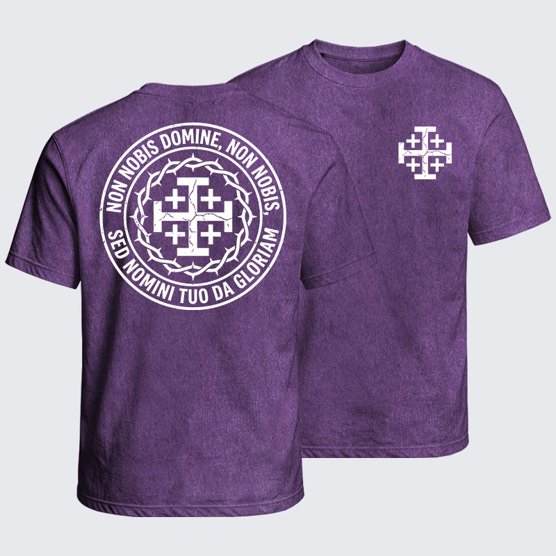 Washed T-Shirt - Non Nobis Domine, Non Nobis, Sed Nomini Tuo Da Gloriam