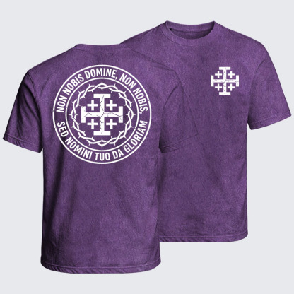 Washed T-Shirt - Non Nobis Domine, Non Nobis, Sed Nomini Tuo Da Gloriam