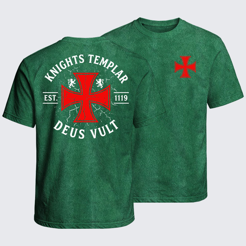 Washed T-Shirt - Knights Templar Deus Vult