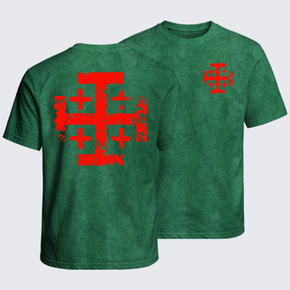 Washed T-Shirt - Knights Templar Jerusalem Cross