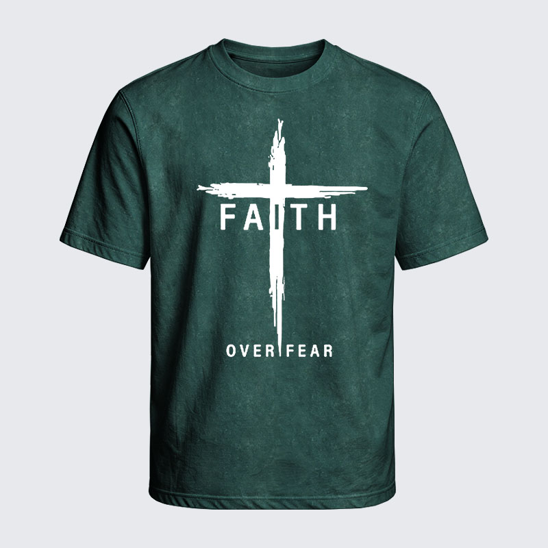 Washed T-Shirt - Faith Over Fear Cross