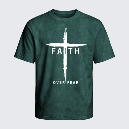 Washed T-Shirt - Faith Over Fear Cross
