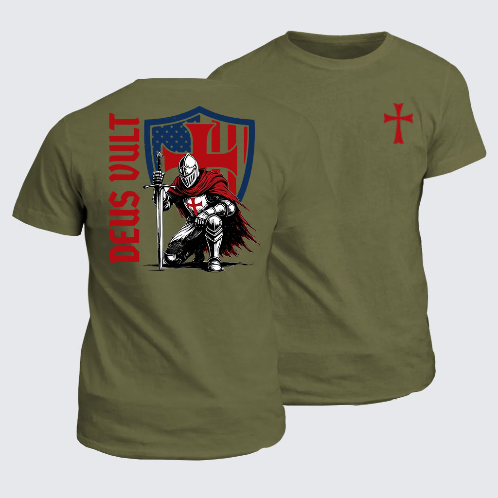 Classic Cotton Tee -  Templar Knight Crusader Deus Vult