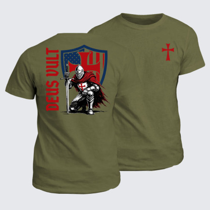 Classic Cotton Tee -  Templar Knight Crusader Deus Vult