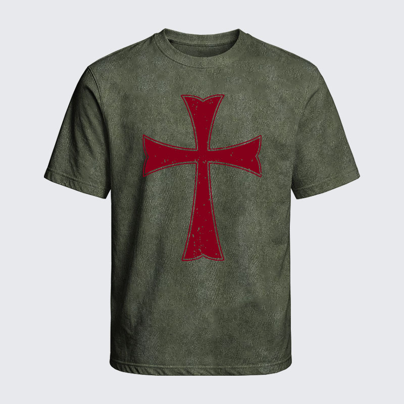 Washed T-Shirt - Knights Templar Crusader Cross