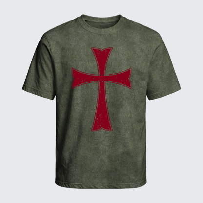 Washed T-Shirt - Knights Templar Crusader Cross