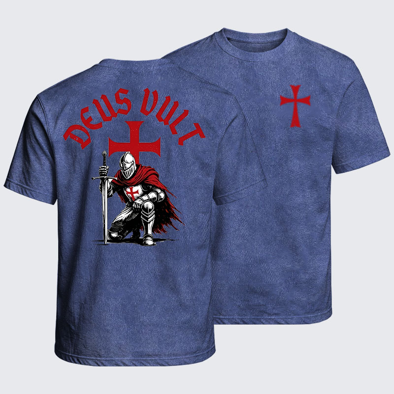 Washed T-Shirt - Templar Knight Crusader Deus Vult