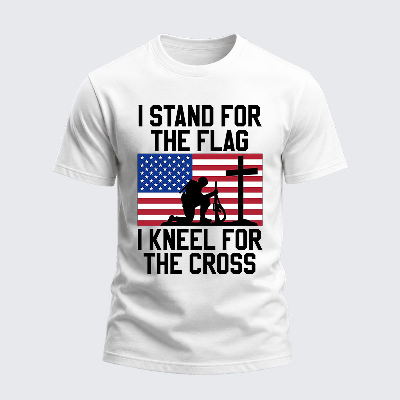 Heavyweight Cotton Tee - I Stand For The Flag And Kneel For The Cross