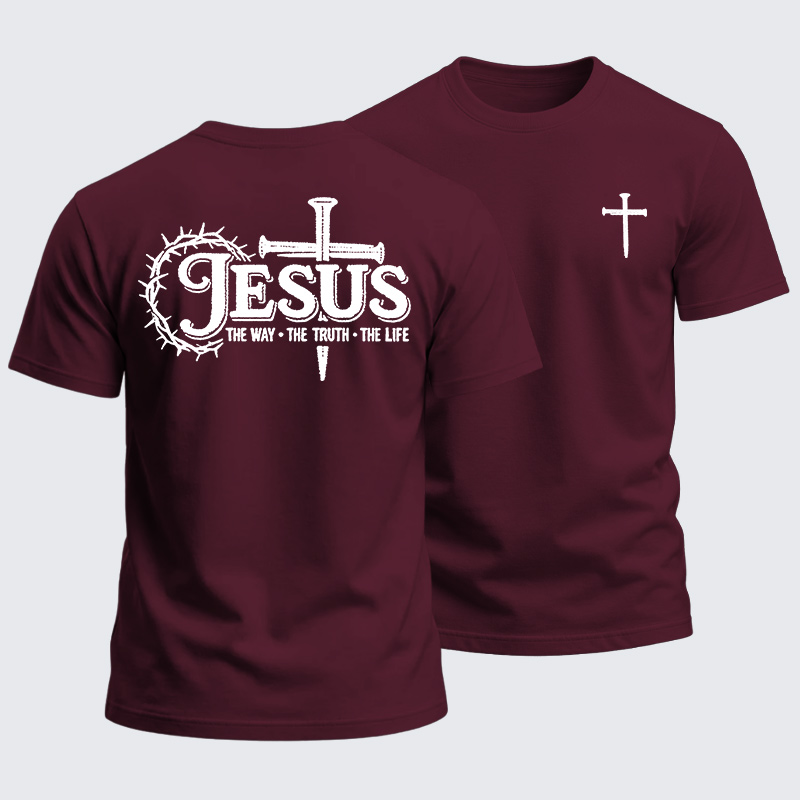 Heavyweight Cotton Tee - Jesus The Way The Truth The Life