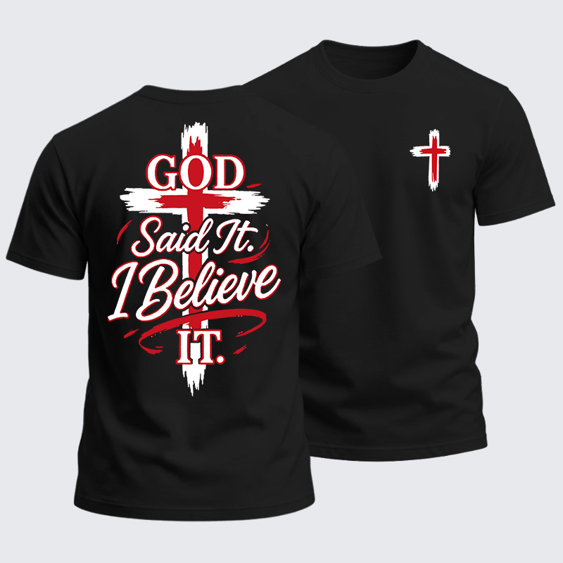 Man Of God Husband Dad Jesus God Christian Cotton T-Shirt