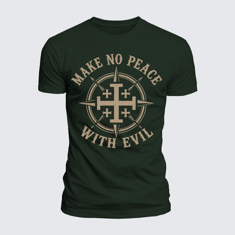 Luxe Mercerized Cotton Tee - Make No Peace with Evil Jerusalem Cross