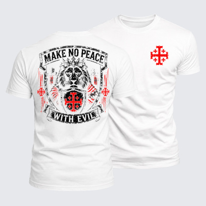 Luxe Mercerized Cotton Tee - Make No Peace with Evil Jerusalem Cross Lion
