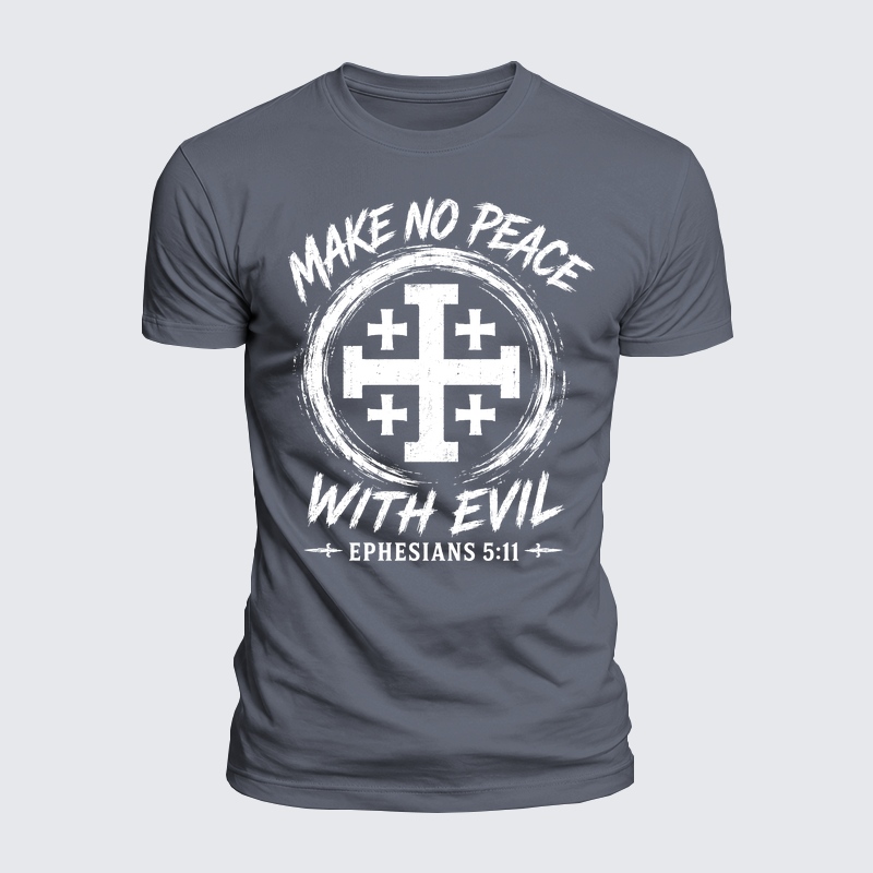 Luxe Mercerized Cotton Tee - Make No Peace with Evil  Jerusalem Cross