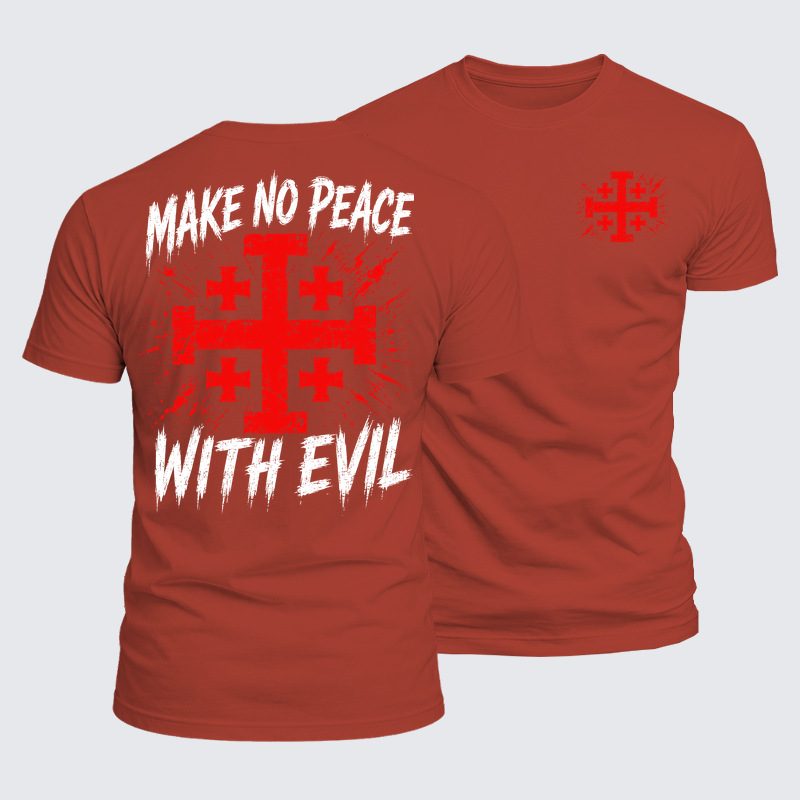Luxe Mercerized Cotton Tee - Make No Peace with Evil  Jerusalem Cross