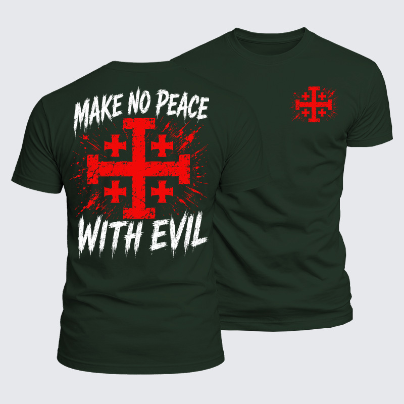 Luxe Mercerized Cotton Tee - Make No Peace with Evil  Jerusalem Cross