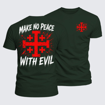 Luxe Mercerized Cotton Tee - Make No Peace with Evil  Jerusalem Cross