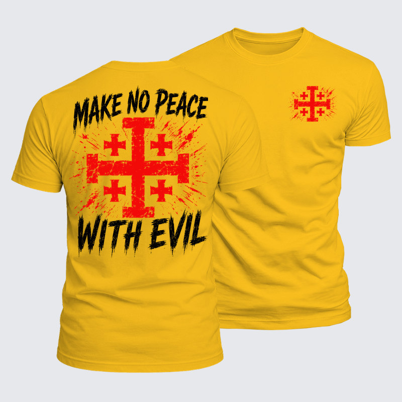 Luxe Mercerized Cotton Tee - Make No Peace with Evil  Jerusalem Cross
