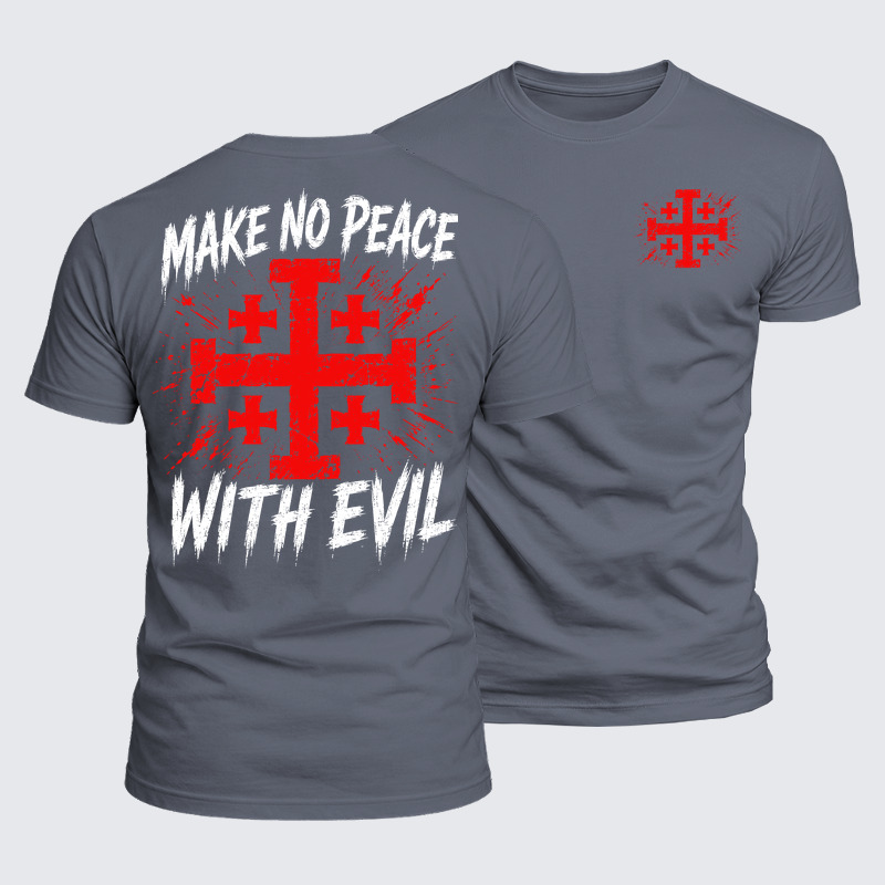 Luxe Mercerized Cotton Tee - Make No Peace with Evil  Jerusalem Cross