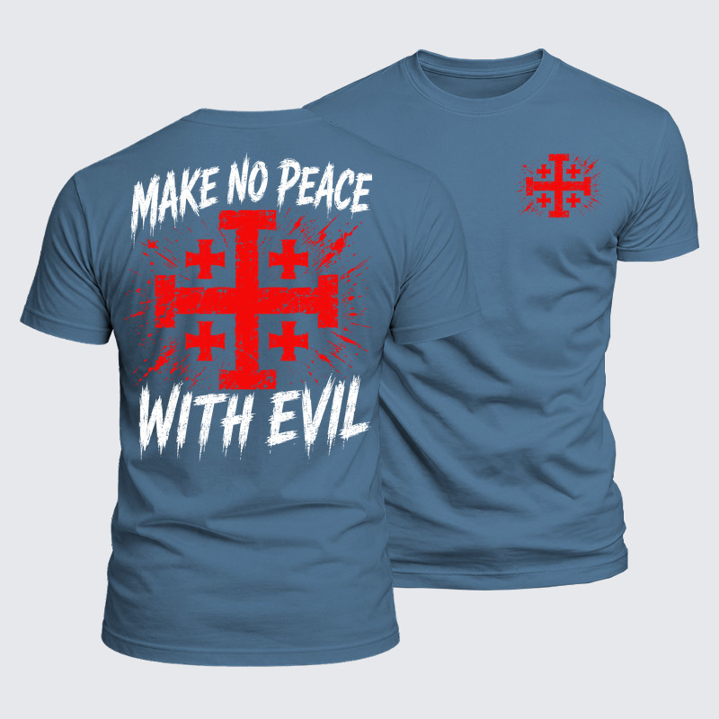 Luxe Mercerized Cotton Tee - Make No Peace with Evil  Jerusalem Cross