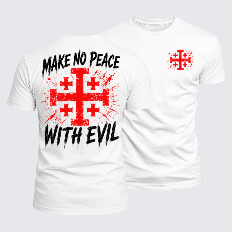 Luxe Mercerized Cotton Tee - Make No Peace with Evil  Jerusalem Cross