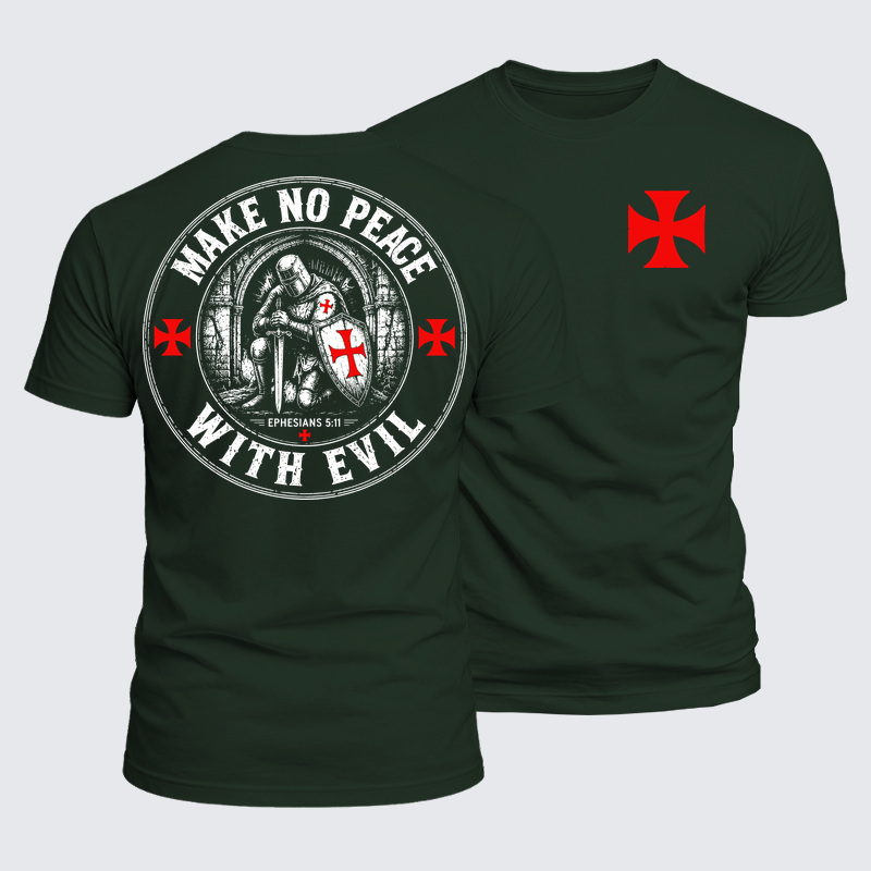 Luxe Mercerized Cotton Tee - Make No Peace with Evil Knight Templar Jerusalem Cross