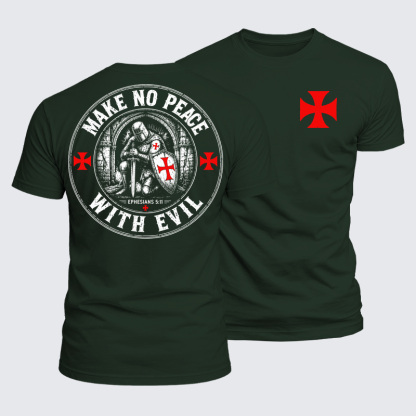 Luxe Mercerized Cotton Tee - Make No Peace with Evil Knight Templar Jerusalem Cross