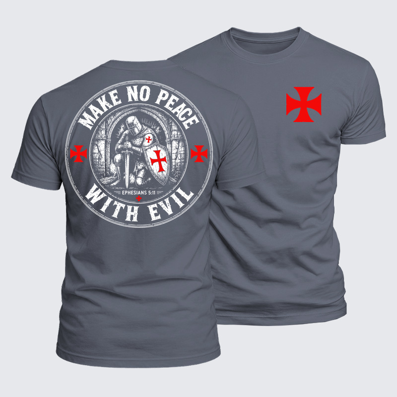 Luxe Mercerized Cotton Tee - Make No Peace with Evil Knight Templar Jerusalem Cross
