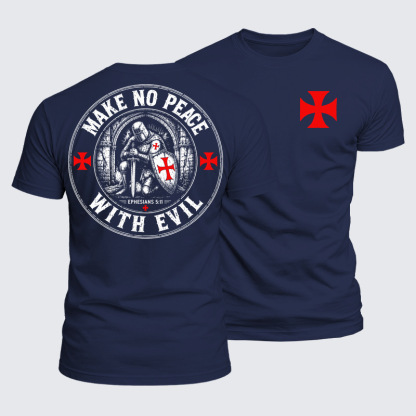 Luxe Mercerized Cotton Tee - Make No Peace with Evil Knight Templar Jerusalem Cross