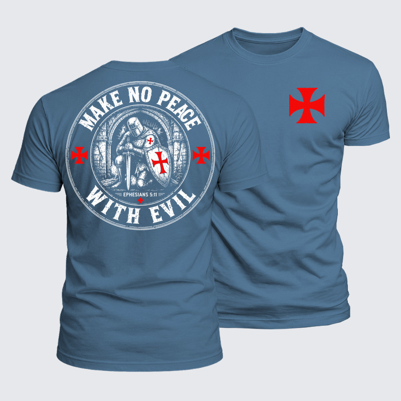 Luxe Mercerized Cotton Tee - Make No Peace with Evil Knight Templar Jerusalem Cross