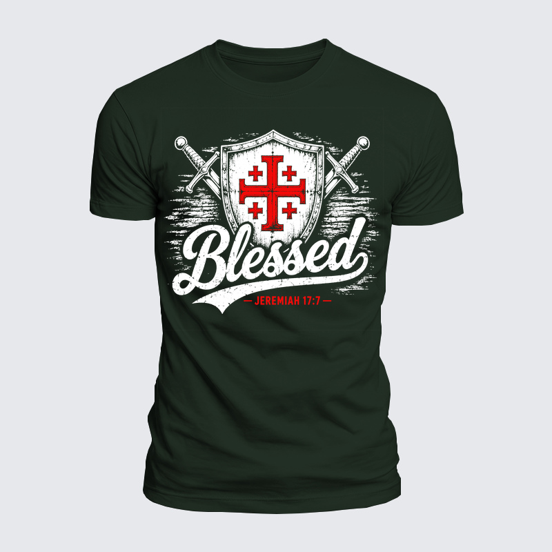 [Copy]Luxe Mercerized Cotton Tee - Blessed Jerusalem Cross Jeremiah 17:7