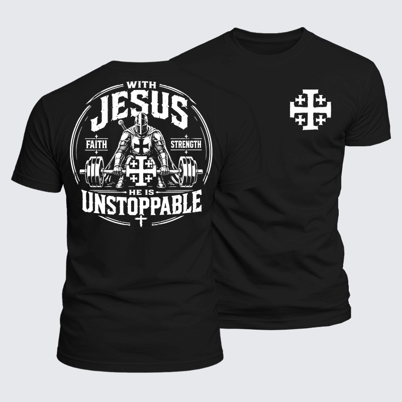 Man Of God Husband Dad Jesus God Christian Cotton T-Shirt