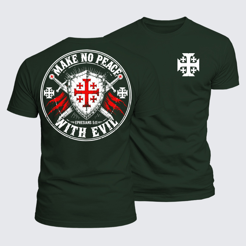Luxe Mercerized Cotton Tee - Make No Peace with Evil Knight Templar Jerusalem Cross