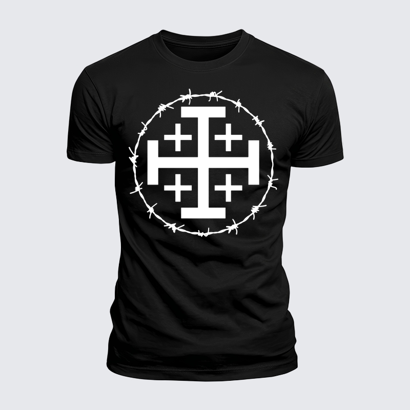 Luxe Mercerized Cotton Tee - Jerusalem Cross Barbed Wire