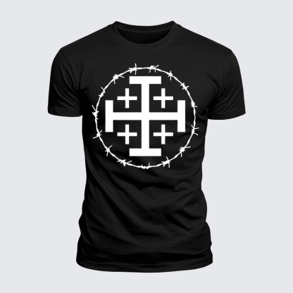 Luxe Mercerized Cotton Tee - Jerusalem Cross Barbed Wire