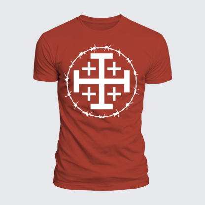 Luxe Mercerized Cotton Tee - Jerusalem Cross Barbed Wire