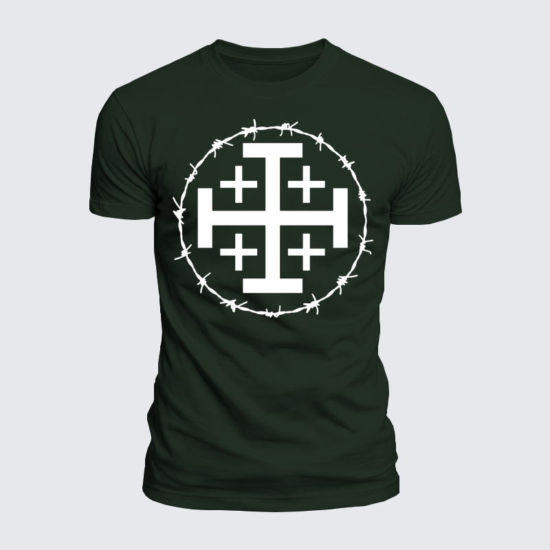 Luxe Mercerized Cotton Tee - Jerusalem Cross Barbed Wire