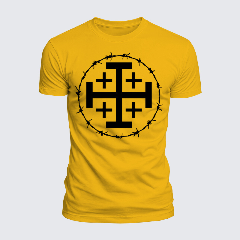 Luxe Mercerized Cotton Tee - Jerusalem Cross Barbed Wire